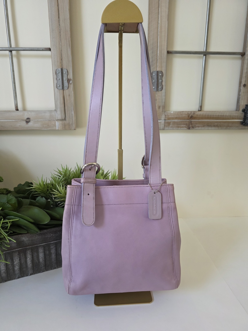 Vintage Coach Soho Buckle Shoulder Bag Lilac Lavender Glove Tanned Leather Y2k - Picture 3 of 15